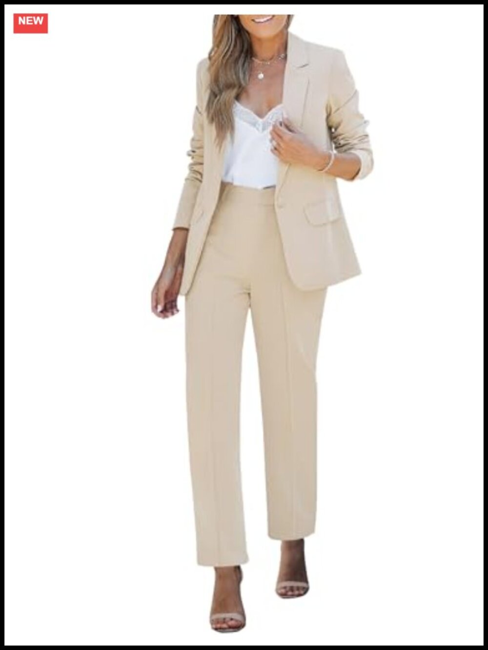 Women's 2 Piece Pantsuit Set Long Sleeve Blazer Business Casual Work Office